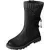 BIISDOST Stivali medi da donna, con calda imbottitura, scarpe invernali, scarpe retrò, stivaletti rotondi da donna, stivali invernali, stivali da neve, stivali da neve, stivali resistenti, Nero , 42