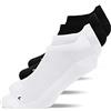 Snocks 4 Paia di Calzini Running per Uomo e Donna in Cotone Organico - Calze Sportive Unisex - Calzini Palestra Donna Uomo Antivesciche e Antiscivolo per Padel, Crossfit, Basket - Bianco/Nero - 43-46