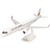 herpa Snap-Fit Modellino aereo German Airways Embraer E190, Miniatura in scala 1:100, pezzo da collezione, modello con base, plastica