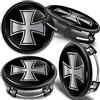 SkinoEu 4 x 75mm Coprimozzo Copricerchi Tappi Ruota Cerchi Lega Ricambio Compatibili per Mercedes Benz 6470207 / B66470200 Nero Argento Croce di Ferro CMZ 8