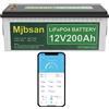 Mjbsan lifepo4 200ah Bluetooth LiFePO4 batteria per auto integrata 200A BMS, batteria al litio da 2560 Wh, 8000 cicli, ideale per camper, trailer, barca e campeggio