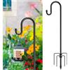 Starbover Palo per mangiatoia per uccelli, 195 cm, ganci per pastori, base resistente a 5 rebbi, stazione da appendere per mangiatoie per uccelli da giardino, in metallo, regolabile, supporto per