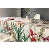Tag House - Tovaglia da Tavola Puro Cotone Stampato Alta Qualità, Rettangolare, Copritavolo Elegante Amaryllis, Maxi 12 posti 170x270 cm Made in Italy