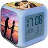 D&Vlab Orologio Sveglia Digitale Personalizzabile CON FOTO DEDICA FRASE da comodino scrivania a led 7 colori fluo Personalizzato idea regalo per Natale, Papà, Mamma, Lui, Lei, Bambino, Scuola