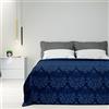 Byour3 - Copriletto Puro Cotone Matrimoniale Letto Singolo Piazza E Mezza Fantasia Damascato Primaverile Estivo Telo Arredo Copritutto Multiuso Copridivano GrandFoulard Coperta (Black Blu, Singolo)