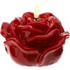 Hervit Candela LED a Forma di Rosa Laccata Rossa Finta Fiamma Oscillante - Scatola Regalo - 2 Colori - Candela di Cera a Fiore Illuminazione Senza Filo - Batterie Non Incluse - Ø12x8cm