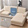 YHWW Elasticizzato Copricuscino Divano 3/2/4/1 Posti Copriseduta Divano Jacquard Spandex Protezione del Cuscino Sedile del Divano Lavabile in Lavatrice (Color : Beige, Size : 3 Seater-X)