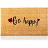 AMARU DOOR MATS Zerbino Be Happy Fibra di Cocco - 70x40cm Zerbino Ingresso Casa con Superficie Antiscivolo in PVC e Fibra Cocco - Per Corridoi, Porte Esterne - Accessori per la Casa - Design Minimalista Originale