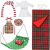 DIELOVEHUA 8 Pezzi Elfo Natale Accessori, Accessori per Bambole Elfo Natale, Sacco a Pelo da Elfo, Amaca, Accappatoio, Occhiali, Grembiule, Sciarpa, Cuscino, Cappello da Cuoco