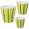 DRW Set di 3 vasi in ceramica in giallo, verde e bianco, 28 x 28 x 27 cm