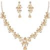 Clearine Set di gioielli costume per ballo di fine anno con gocce, foglie, strass e cristalli, collana con ciondolo e orecchini, tono argento chiaro, Groß, cristallo