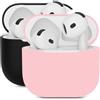 Mocarheri 2PCS Mocarheri Custodia in Silicone Compatibile con AirPods 4 2024,Custodia protettiva in silicone per AirPods 4,Custodia antiurto in silicone morbido,LED Frontale Visibile (Nero/Rosa)