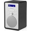 LEMEGA CR2+ Radio Digitale DAB/DAB+/FM, Alimentata dalla Rete, Doppio Allarme Orologio, Timer per Dormire in Cucina, 20 Preimpostate, Uscita Cuffie, Effetto Legno - Rovere Nero