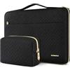 DOMISO Custodia PC Portatile Sleeve 15,6 Pollici, Impermeabile Laptop Borsa Porta PC Computer con Cerniera Oro e Borsa Accessorio Compatibile con 14 Pollici HP ASUS dell Huawei，Nero