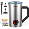 Morpilot Montalatte Elettrico, Milk Frother in Acciaio Inossidabile, 6 in 1 Funzione, Capacità 150ml Cappuccino o 350 ml Latte Caldo