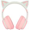 Annadue Cuffie da Gioco Bluetooth Cat Ear Cuffie Pieghevoli Wireless con Luce a LED (Rosa)