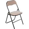 DRW Sedia Pieghevole in Metallo e Tessuto, Beige e Nero, Medidas: 44x47x80 cm