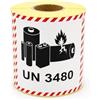 MD Labels Etichette UN 3480 per batterie agli ioni di litio, 100 x 100 mm, 500 per rotolo, autoadesive per spedizioni