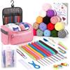 Coopay Set all'uncinetto portatile per principianti, set di uncinetti con 15 lana, borsa, accessori all'uncinetto, uncinetti ergonomici con manico morbido e ago in metallo, 2,0 - 10 mm, pratici