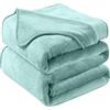 HOZY Coperta Plaid Pile, Coperta Letto Singolo/Matrimoniale 150 x 200 cm Flanella, Coperta Divano Grande Caldo Morbida - Menta Verde