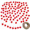 JZK 100x Mini molletta in legno a forma di cuore rosso 3 cm + 30 m di spago di iuta per la decorazione della carta del supporto della foto della festa nuziale Decorazione fai da te
