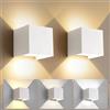 wisdom line 2 Pezzi Applique da Parete Esterno/Interno Regolabile 3 colori LED Cubo IP65 Impermeabile Lampada da Esterno Parete Applique Esterni Muro Quadrata Angolo del Fascio Regolabile Moderne Bianco 12W