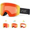 LECAGE Maschera Sci Fotocromatica Uomo Donna, Occhiali da Sci Senza Cornice Anti-Appannamento, Maschera Snowboard Protezione UV, Compatibile con Casco (Rosso)