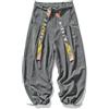 GURUNVANI Pantaloni da uomo in velluto a coste larghi con coulisse pantaloni cargo vintage, Grigio, XL