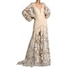 Generico Boho Abito da Sposa Bianco Lungo, Abito Sposa Donna Fiore, Vestito Elegante Backless Abito da Sposa Elegante in Pizzo, Abito da Sera, Maxi Abito Estivo Donna con Scollo A V