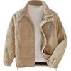 FYHTC Giacca in Velluto a Coste Giacca Invernale da Uomo Giacca in Velluto a Coste Foderata Calda con Colletto Rialzato Giacca Retrò Ispessita Giacca di Transizione Moda per Il Tempo Libero(Khaki,XX-Large)