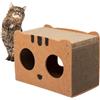 Generic Casetta per gatti in cartone,Cuccia per gatti in cartone,Casetta da gioco per gatti - Casetta da gioco staccabile per gatti da interni, scatola tiragraffi in ondulato, giocattolo tiragraffi