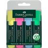 Faber-Castell 154804 - Set di evidenziatori TL 48, confezione da 4 pezzi, colori neon, con punta a cuneo a lunga durata, larghezza linea 1 - 5 mm, ricaricabili