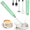 Philorn Montalatte Elettrico Portatile a Doppia Frusta, Montalatte Ricaricabile USB a 3 Velocità, Manuale per Caffè/Latte/Cappuccino (Verde)