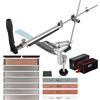 EXLECO 14Pcs Affilacoltelli Professionale Affila Coltelli 360° Otazione Knife Sharpener Angolo Fisso Kit Affilatura Coltelli Sgancio Rapido Affila Coltello con 4 Pietre Affilatura 6 Pietre Diamantate