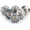 Craft Trade Grigio Pomelli Delle Porte Pomello per Porta Dell'armadio Boho Ceramica Antica Tira le Hardware Manopole per Mobili da Cucina e Mobili- Set da 06