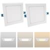 MAKA change your life quality Faretto Led da Incasso Quadrato luce Bianca,(3,6,12,18,24W)-(luce calda, naturale, fredda), diametro foro da 75 a 285 mm ideale per soffitto, segnapassi, scale (3000K-4000K-6500K, [x2] 12 watt)