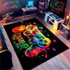PEIHUODAN Tappeto Camera Da Letto Gaming Graffiti Ragazzo Bambini Tappeto Salotto Gamer Abbaglianti Stella Graffiti Neon Video Controller Di Gioco Lavabile Grande Antiscivolo Gioco Morbido (Green,80x160cm)