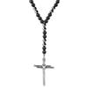 GAVU Collana Croce da Uomo, Collana a Y Rosario da Uomo di Perline di Onice Opaco e Ematite con Ciondolo Croce di Acciaio Inox