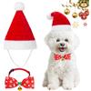 MELLIEX 2 Pezzi Costume di Natale per Animali Domestici, Natalizio Costumi Cappello da Babbo Natale e Papillon Regolabile per Cane Gatto