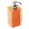 GEDY Auckland Dosasapone Bagno Arancio, Misure: 16,2X7X7 CM, capacità 210 ml, Dispenser Sapone Bagno in Resina Trasparente di Alta qualità, Design R&S Gedy, Fatto a Mano, 2 Anni di Garanzia