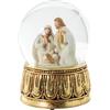 DRW Palla di neve con figura Natività Musicale in Resina a Corda in Bianco e Oro 10x10x14.5 cm
