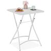 Relaxdays Tavolino da Giardino Pieghevole, HxLxP: 74 x 59 x 59 cm, Tavolo da Campeggio per Esterni, in Acciaio, Bianco