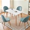 TTATC Tavolo da Pranzo con 4 Sedie Gruppo Sala da Pranzo, Set di 4 Sedie da Pranzo in Velluto e Tavolo da Cucina Gruppo di Posti a Sedere per Soggiorno Cucina Ufficio (4 Sedie Verde+1 Tavolo)