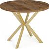 WFL GROUP Tavolo da Pranzo Rotondo Allungabile - Tavolo Loft Style Con Gambe in Dorato Metallo - 100 a 180 cm - Tavolo Rotondo Stile Industriale Per il Soggiorno - Salvaspazio - 100 cm - Rovere Lefkas