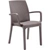Totò Piccinni Sedia INDIANA in Resina Simil Rattan effetto realistco, impilabile per bar ristorante casa giardino (Con Braccioli, Tortora, 2 Pz)