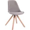 CLP Sedia Design Toulouse Imbottita in Velluto I Sedia Pranzo Scandinava con Telaio in Legno Gambe Quadrate, Colore:Grigio, Colore del Telaio:Natura