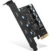 ULANSeN PCIe Gen3 x2 USB 3.2/3.1 ASM3142 - Scheda PCI Express a 4 Porte Tipo C HUB Adattatore Interno per Computer Compatibile Con Più Ingressi