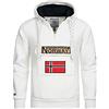 Geographical Norway GYMCLASS Men - Felpa con cappuccio a maniche lunghe, con tasca a marsupio da uomo, con logo da uomo, felpa con cappuccio a maniche lunghe, BIANCO ROTTO, XL