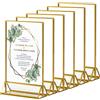 Dezzer Supporto per cartelli in acrilico con bordi dorati e supporto verticale, confezione da 6 supporti verticali per menu da tavolo per matrimoni, banchetti, cartelli(12,7 x 17,8 cm)
