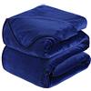 HOZY Plaid Coperta Pile Matrimoniale Antistatica - Super Morbido Coperta leggera e Calda - Adatta per Copriletto Copriletto e Copridivano - Blu Navy Grande 220x240cm
